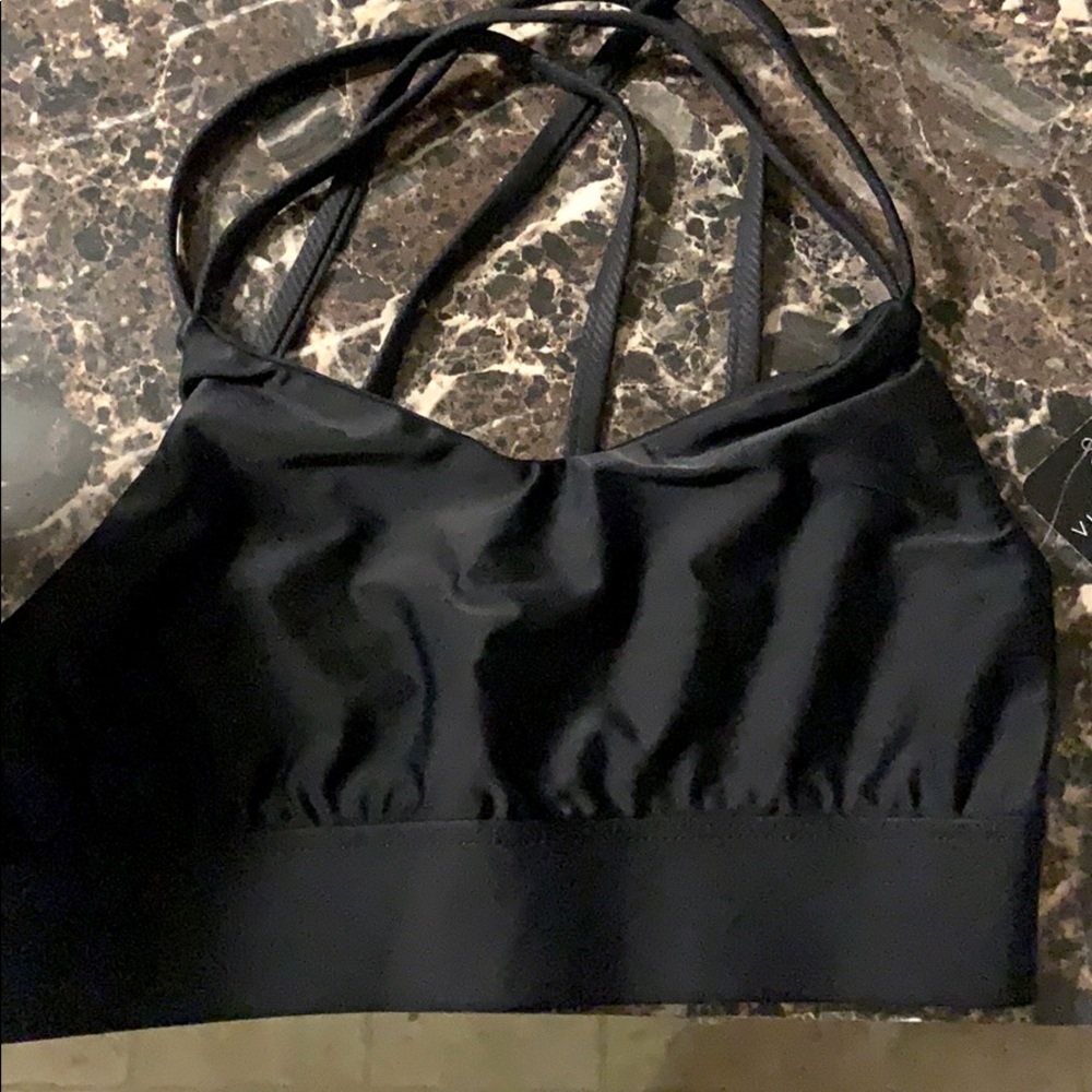 Black compression sports bra